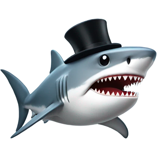 Shark with a top hat emoji