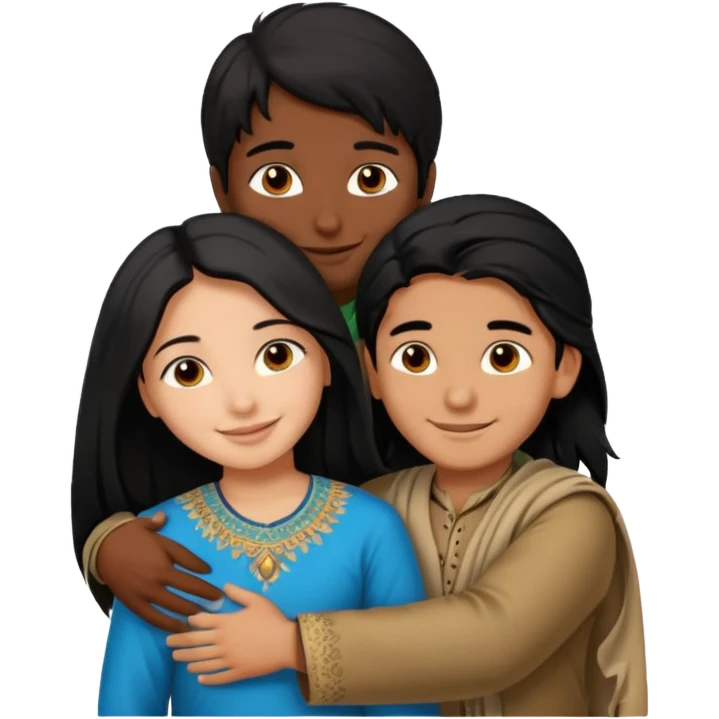 An Afghan girl and Indian boy who are in long distance relationship hug each other from distance. emoji