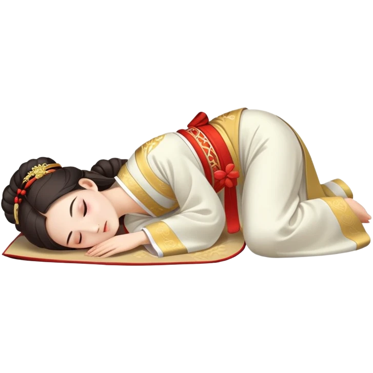 Beautiful girl in Hanfu lying on the ground sleeping emoji
