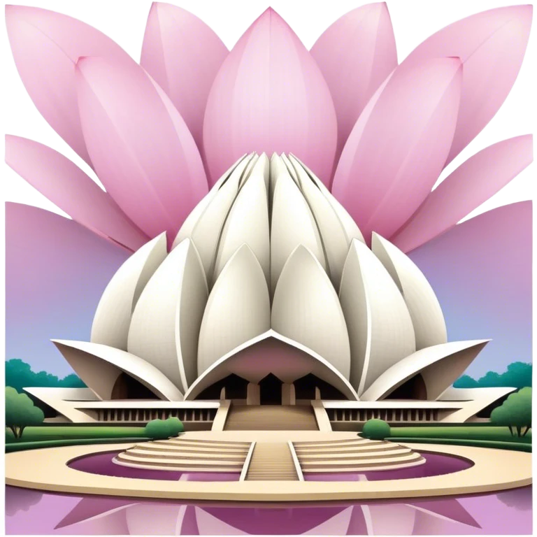 Cinematic Realistic Lotus Temple Landmark Emoji, showcasing the modern architectural marvel with petal‚Äêlike structures rendered with dynamic lighting and graceful textures. emoji