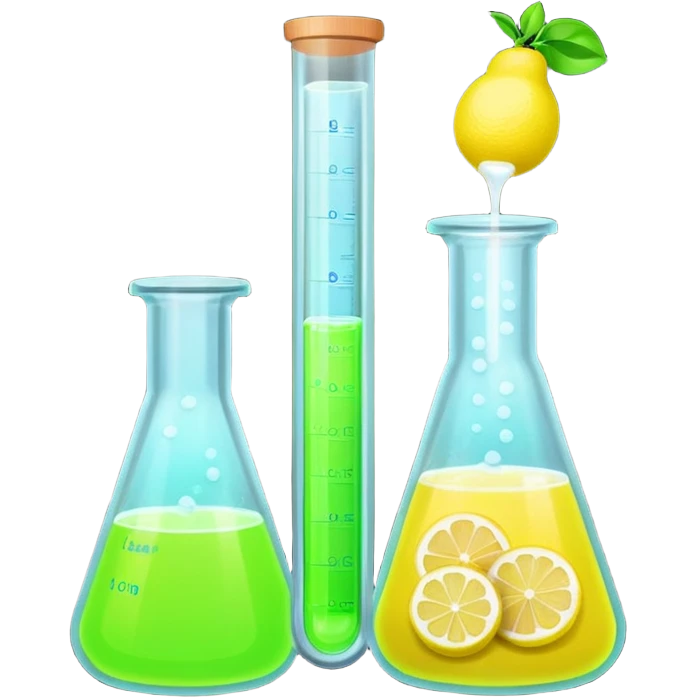 hi-lighters lemon baking soda uv light glowing formula in beaker/ test tube and baking soda in lab emoji