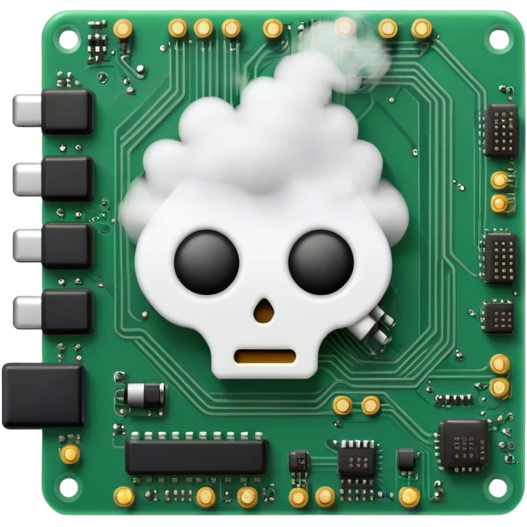 smoke coming out of a circuit board emoji
