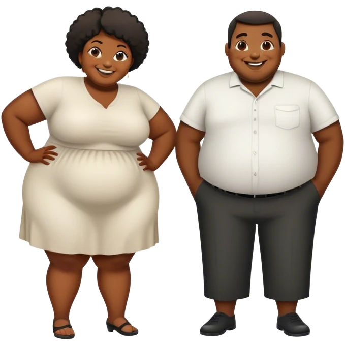 slim short man and fat black woman love emoji