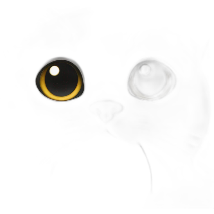 White cat with black total black nose emoji