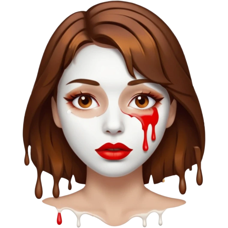Brown Hair, Woman, white paint drip, face, hot, Sexy, lips emoji