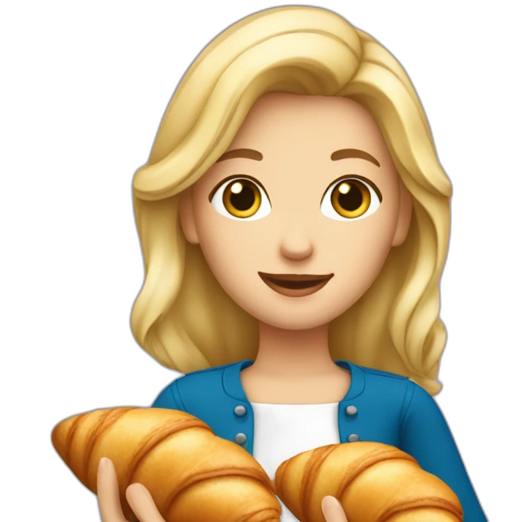 French Blond Girl Holding a Croissant emoji