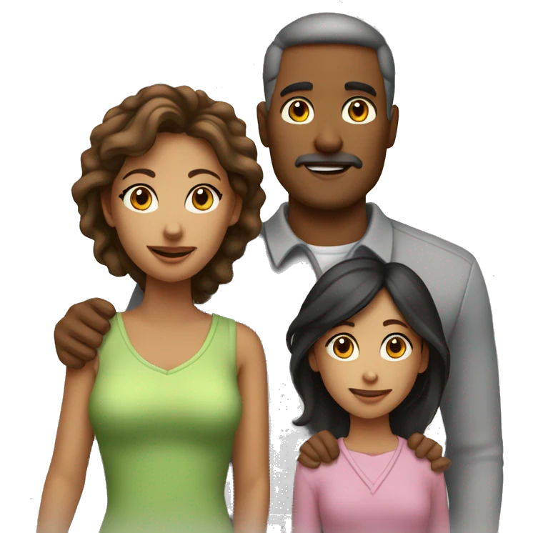 Mom dad two daughters family  emoji