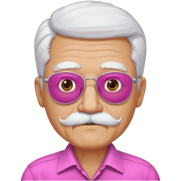 old guy with funny hair and dark shades and pink mustache emoji