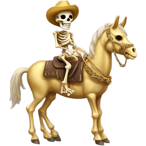 proud Golden skeleton riding donkey emoji
