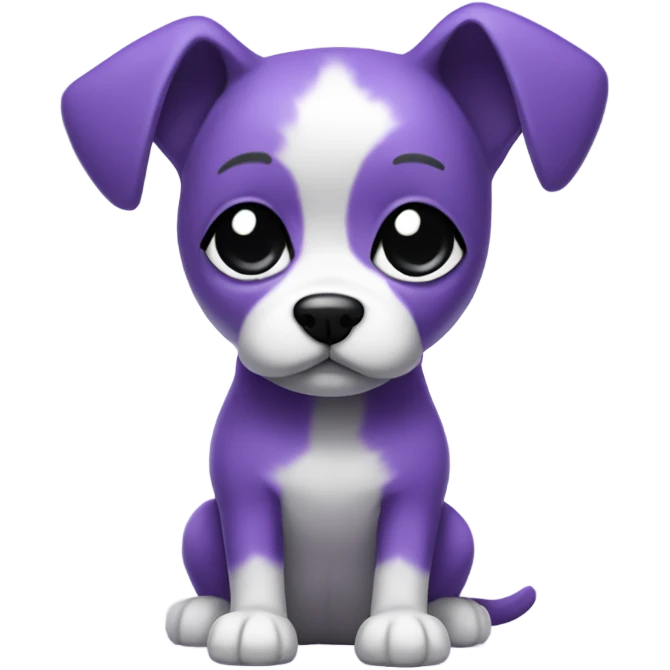 Purple Chibi Dog with Folded ears, white face, white paws, black eyes, Full Body emoji