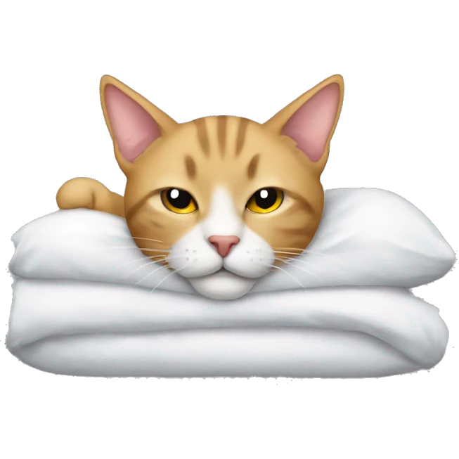 cat taking nap but wearin a tshirt emoji