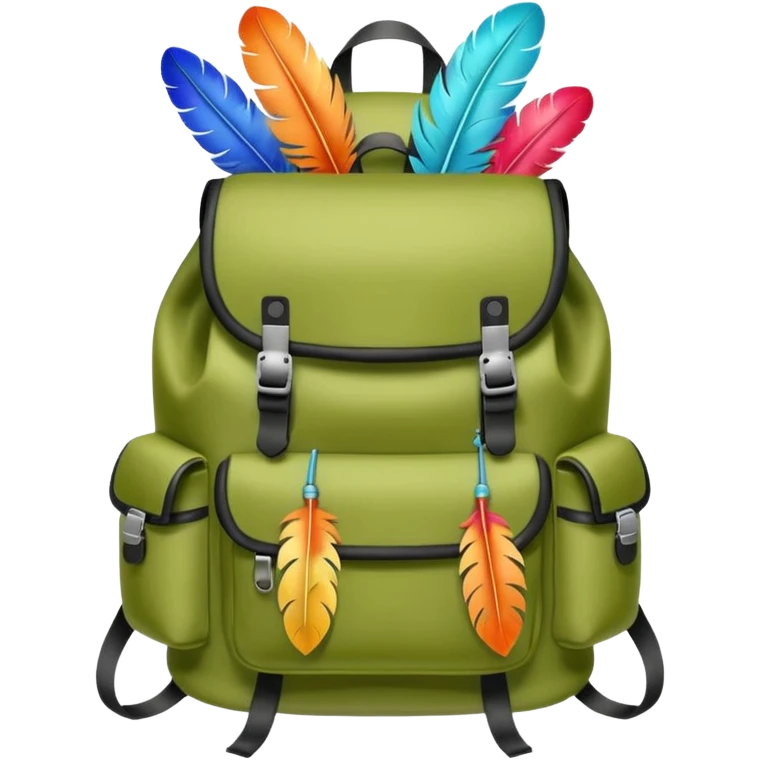 hiking backpack with feathers emoji