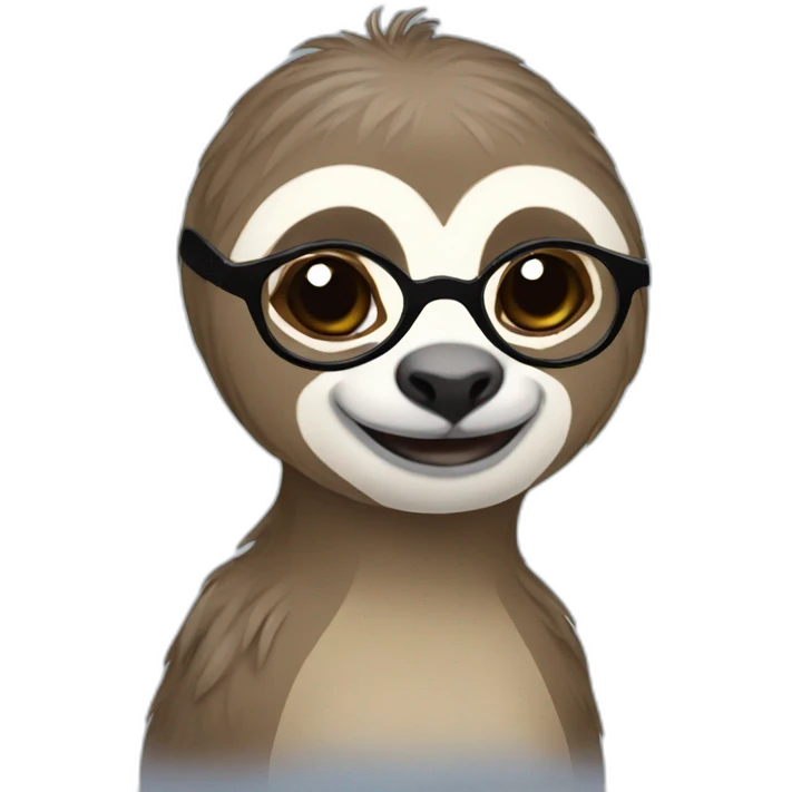 Female Sloth with glasses and a bun emoji