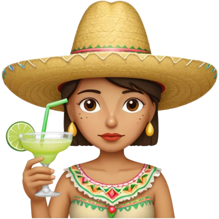 Sad wearing sombrero drinking margarita emoji