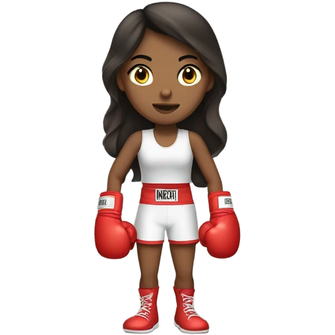 A brunette girl w hazel eye in boxing gloves emoji