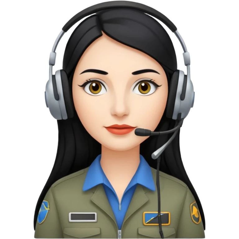 Femme cheveux long noir travaille dans le domaine de l'aéronautique sourcils fournis makeup clean emoji