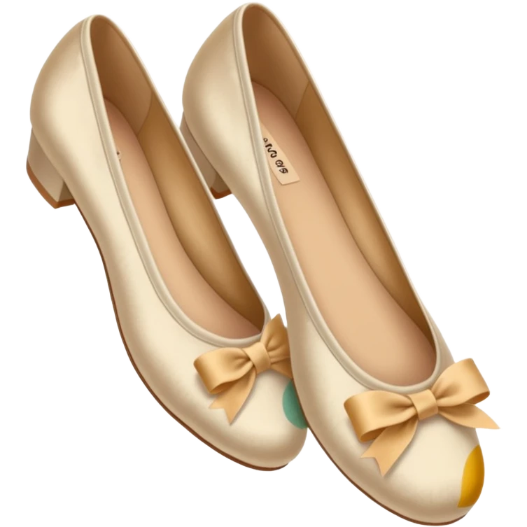 Beige realistic vintage silk bow ballerina shoes emoji