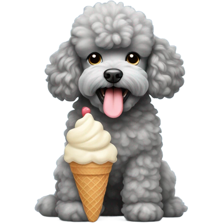 Grey Scottish poodle eating ice cream emoji