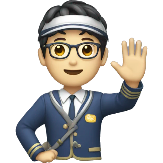 Japanese nerd waving bon voyage emoji