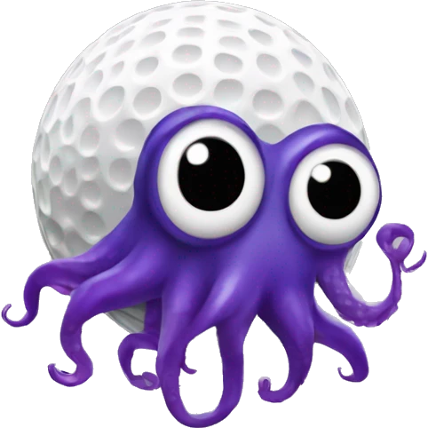 purple squid in the shape of a golf ball emoji