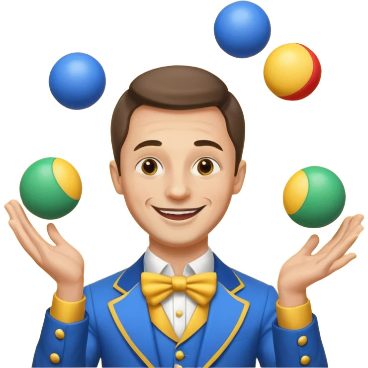 circus juggler zelensky juggling two balls blue and yellow emoji