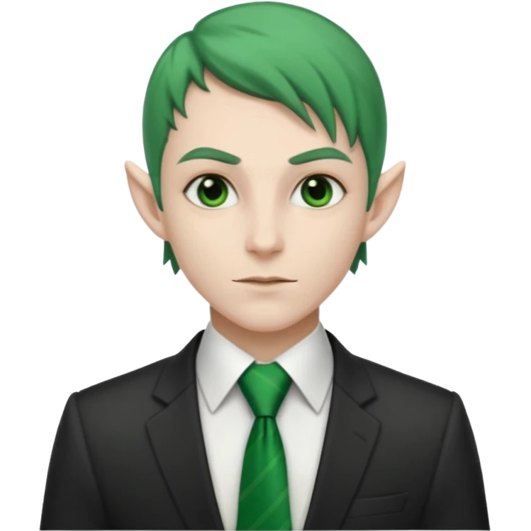 dark elf with tie, business, green tie emoji