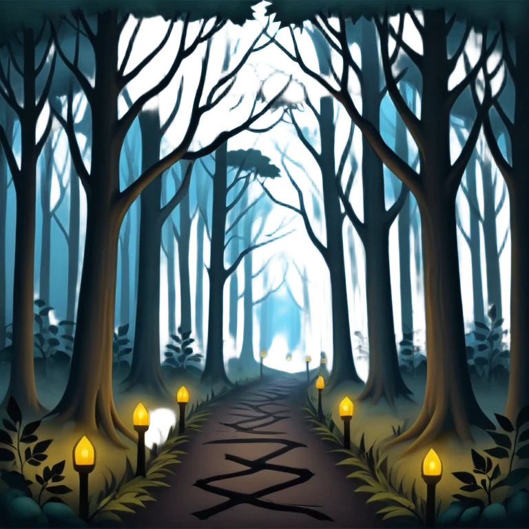dark foggy forest with a path emoji
