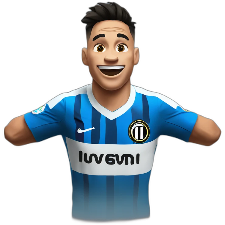 Lautaro Martinez celebrating a goal in Inter shirt emoji