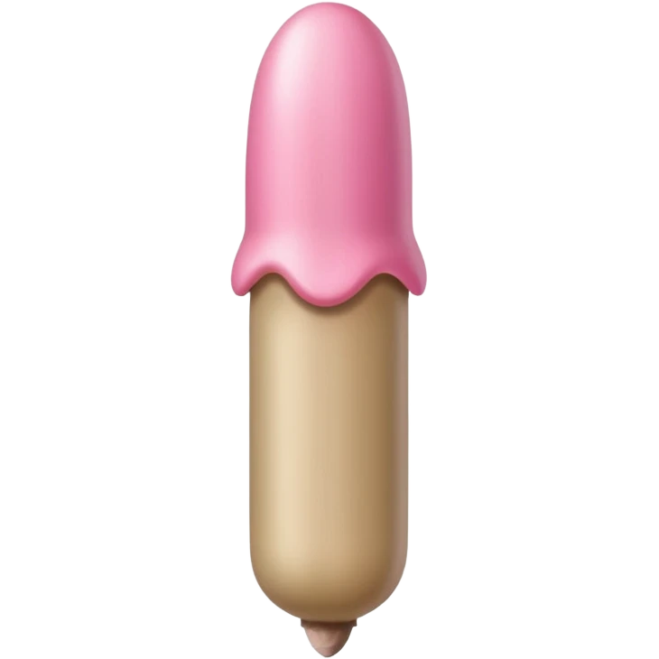 tan beige skin color and pink cylindrical shaft penis, erect, phallus shape, no face, with glans pink acorn-like tip at one end with urethral opening emoji
