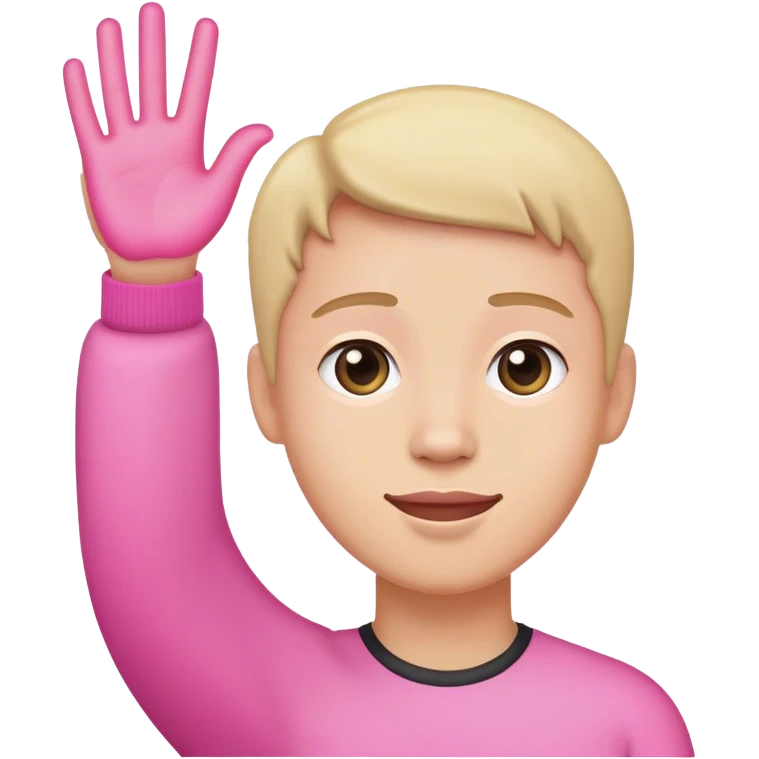 Pink hand waving  emoji