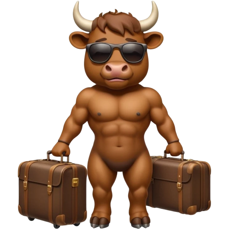 generate an emoji of a bull that is travelling. maybe wearing sunglasses or drinking a drink or carrying a suitcase emoji