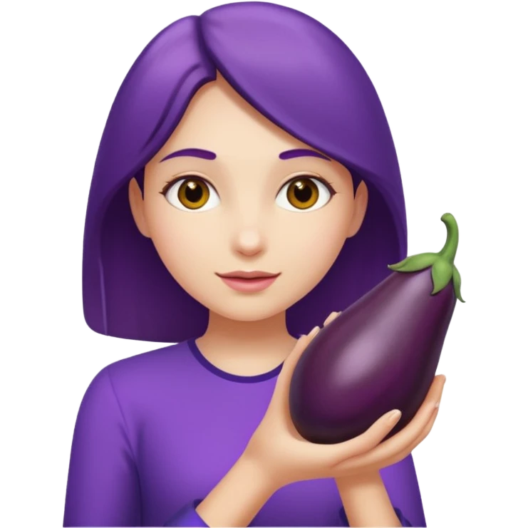 girl holding brinjal emoji