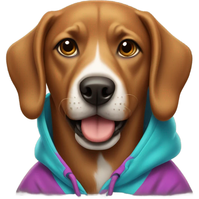 Brown dog wearing hoodie emoji