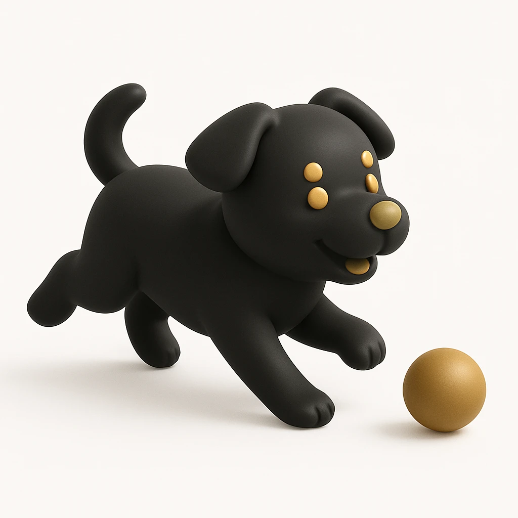 happy dog running after ball emoji
