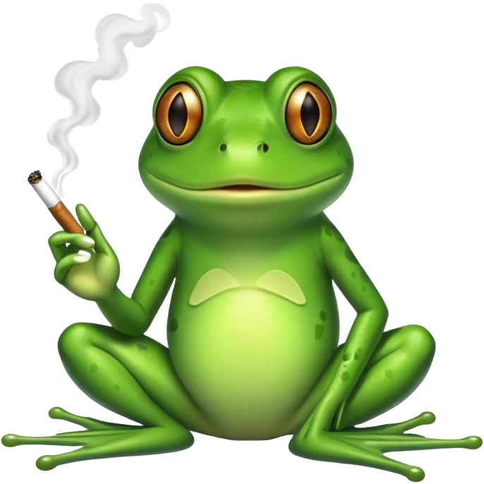Fait moi un emoji qui ressemble à une grenouille qui fume de la beuh magique  emoji