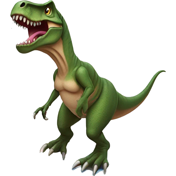 T-Rex with a tutu on a surfboard emoji