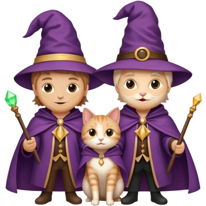 magician couple and their pet cat emoji