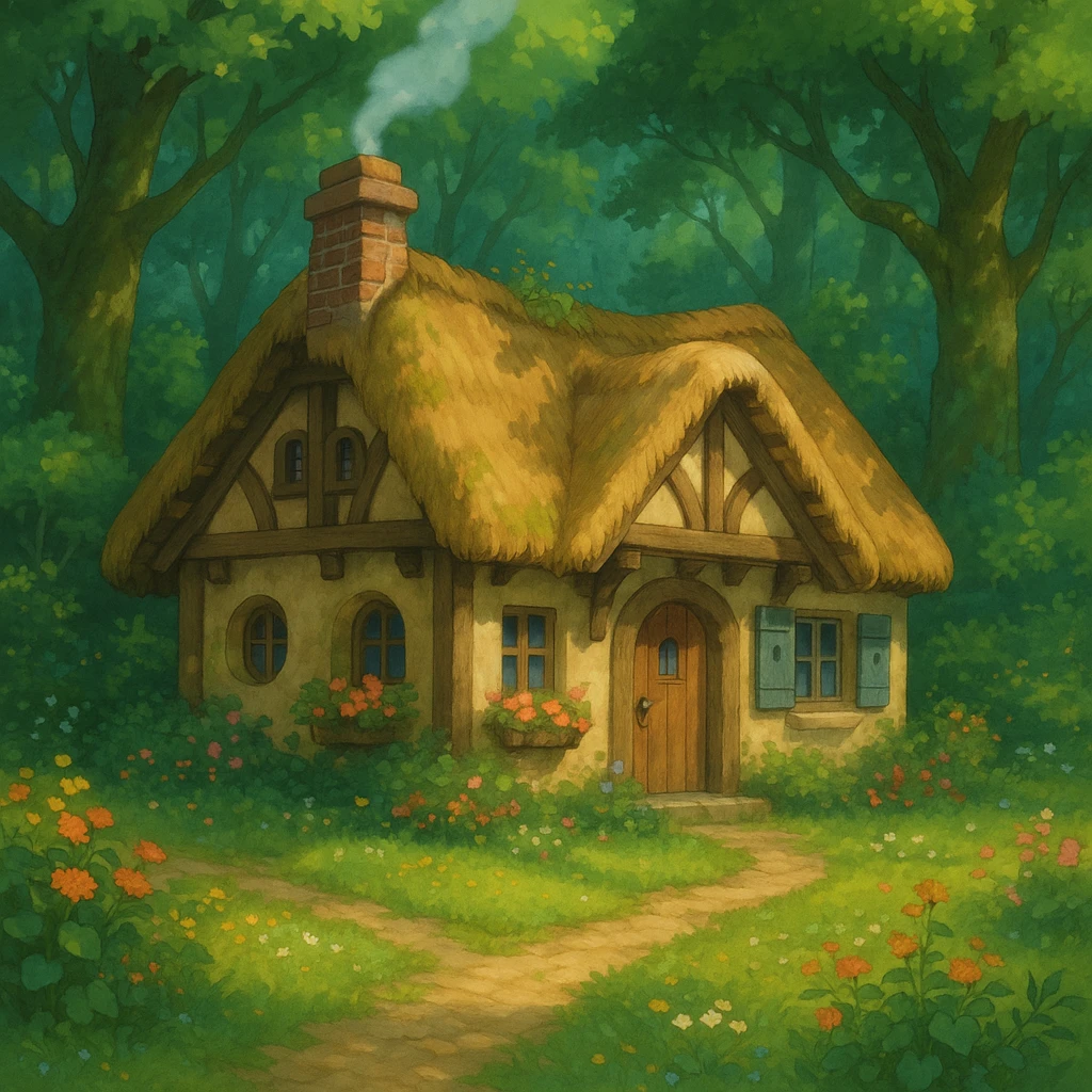 cozy cottage in a magical forest emoji