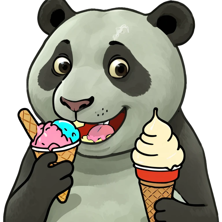 Panda eating ice cream emoji