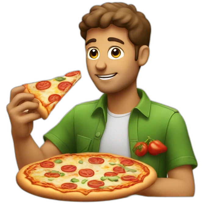 An Italian guy eating a hawaian pizza emoji