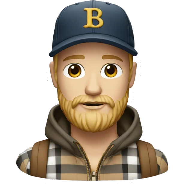 guy with white skin burberry cap and blonde beard emoji