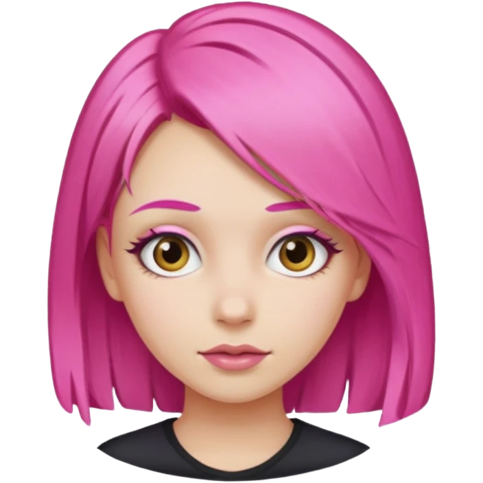 girl with bright pink hair but blonde eye brows emoji
