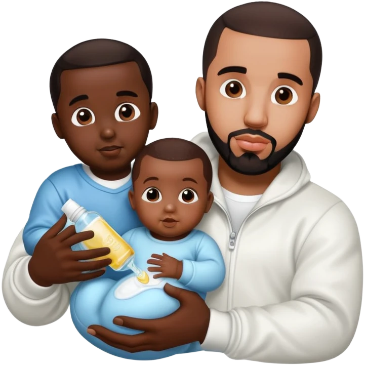 P diddy and drake holding baby oil and baby’s emoji