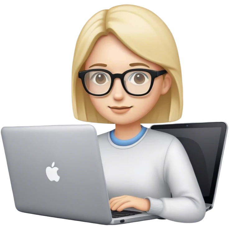 An emoji of a person with a laptop wearing glasses emoji