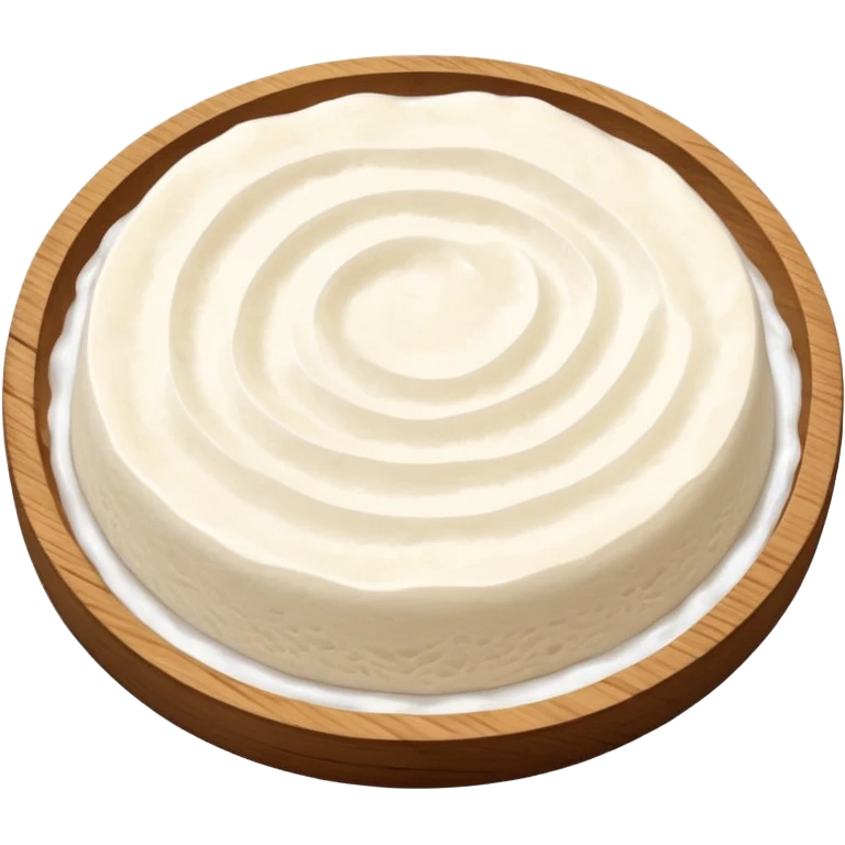 glutinous rice flour soaked in water with water still visibly unmixed on circular wooden plate with curved edges emoji