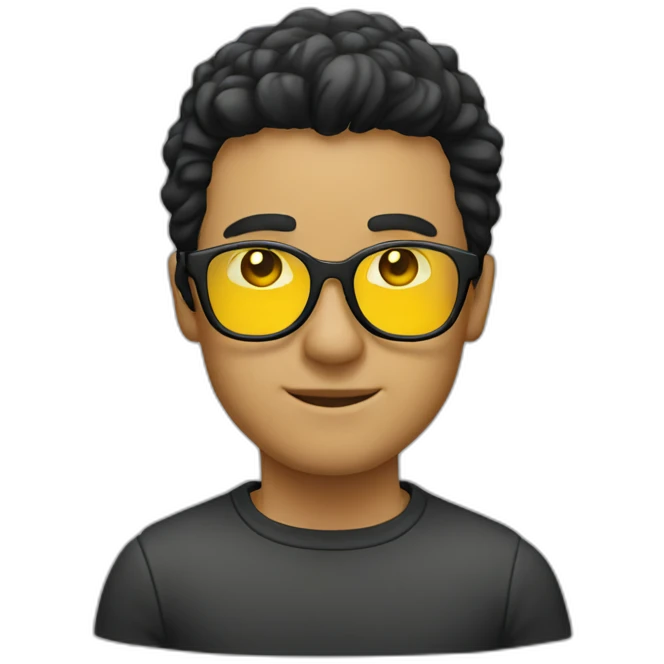 Man with yellow tinted glasses and black hair  emoji