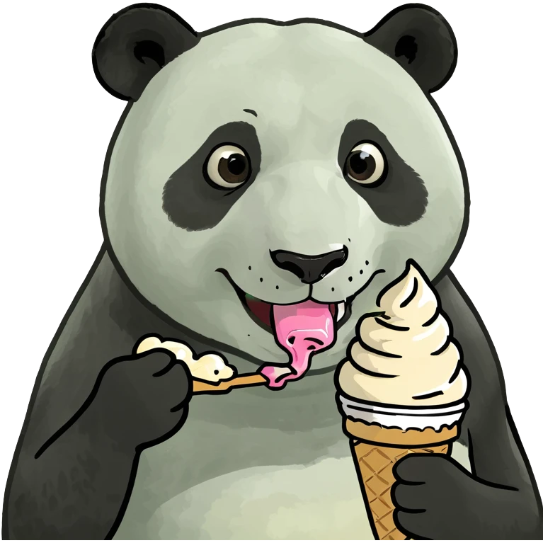Panda eating ice cream emoji