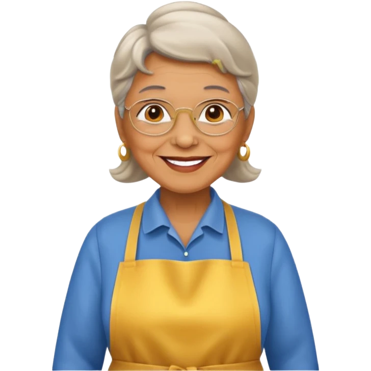 Portrait of a proud grandma wearing a golden apronmagical warmth, emoji-style emoji