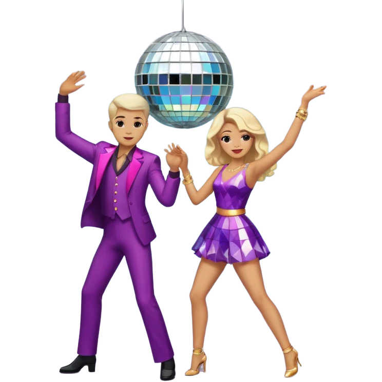 man and woman dancing under disco ball emoji