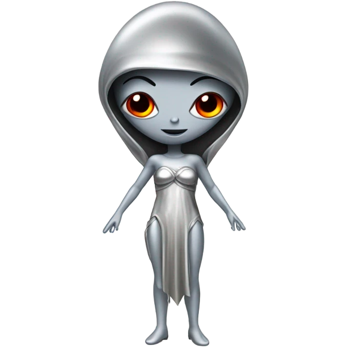 alien red female in silver dress, full figure emoji